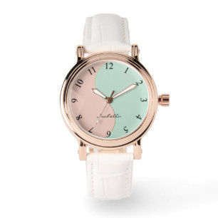 Modern Abstract Blush Pink Mint Collection Watch
