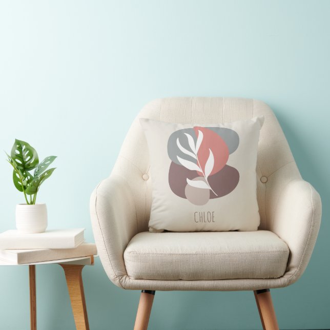 Modern  Abstract Boho Color Palette Simple Leaf Cushion (Chair)