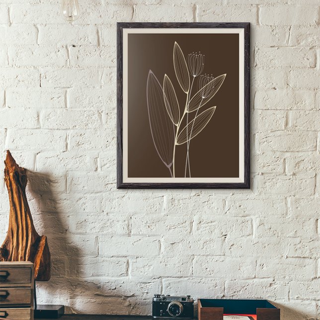 Modern Abstract Boho Floral Plant Art Decor Brown  (Creator Uploaded)