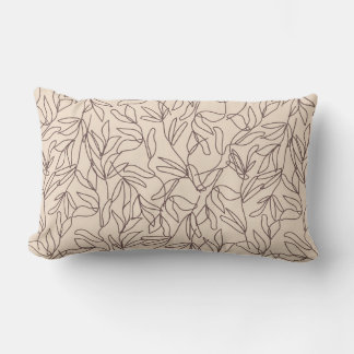 Modern abstract boho line art leaves pattern lumbar cushion