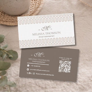 Modern Abstract Boho Neutral Beige Professional  Business Card