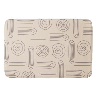 Modern abstract boho rainbow line art dark brown bath mat