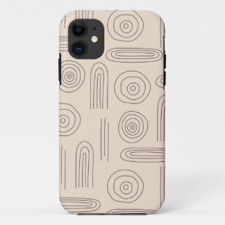 Modern abstract boho rainbow line art dark brown Case-Mate iPhone case