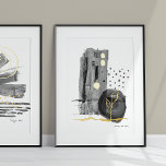 Modern Abstract Boho Style Black White Watercolor Foil Prints<br><div class="desc">Black and white themed, organic earth celebrating painting. This image is part of a pair of images entitled, "Seed Time and Harvest." It is filled with rounded and geometric shapes painted in loose, contemporary watercolors with real gold foil accents and was created by internationally licensed artist and designer, Audrey Jeanne...</div>