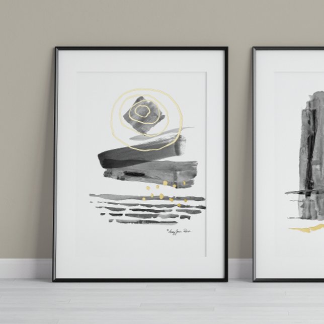 Modern Abstract Boho Style Watercolor Black White Foil Prints (Creator Uploaded)