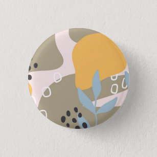 Modern Abstract Botanical Art in Orange and Brown 3 Cm Round Badge