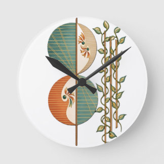 Modern Abstract Botanical Art Print, Minimalist Ci Round Clock