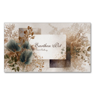 Modern Abstract Botanical Earthy Collage Magnetic Business Card