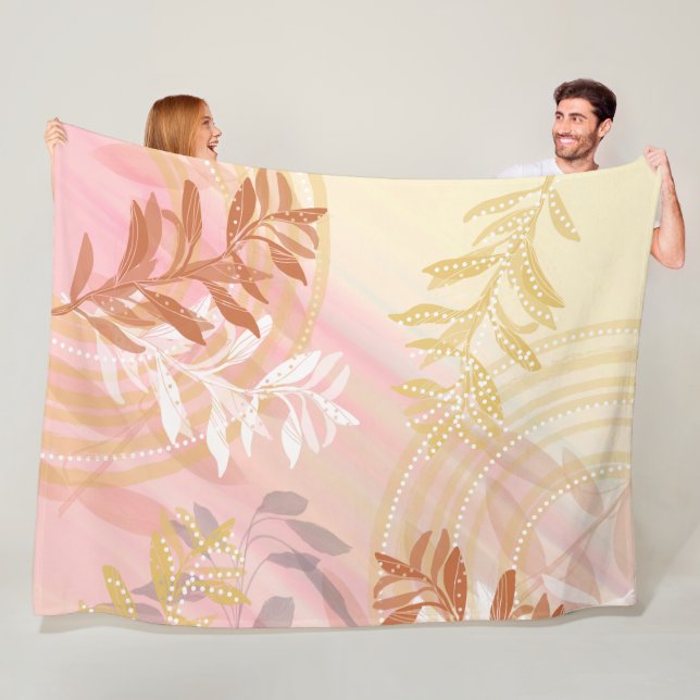 Modern Abstract botanical Fall Leaf Fleece Blanket (In Situ)
