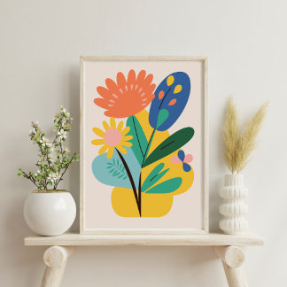 Modern Abstract Botanical Flower Poster 