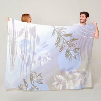 Modern Abstract Botanical Leaf Fleece Blanket