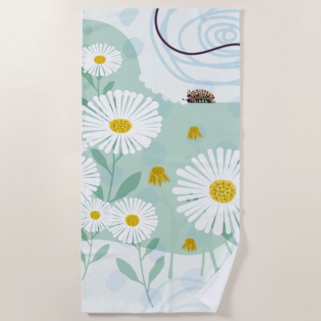 Modern Abstract Botanical Seaside Daisy Beach Towel (Front)
