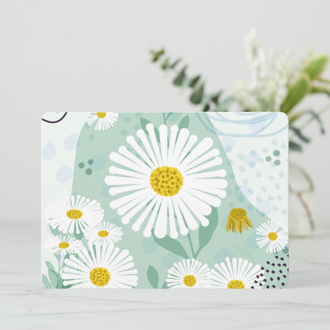 Modern Abstract Botanical Seaside Daisy Invitation (Standing Front)