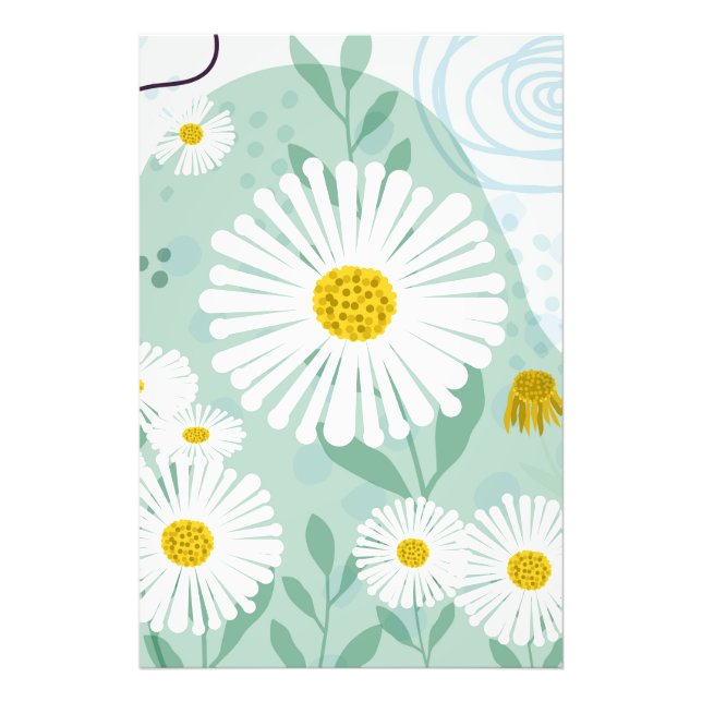 Modern Abstract Botanical Seaside Daisy Photo Print (Front)