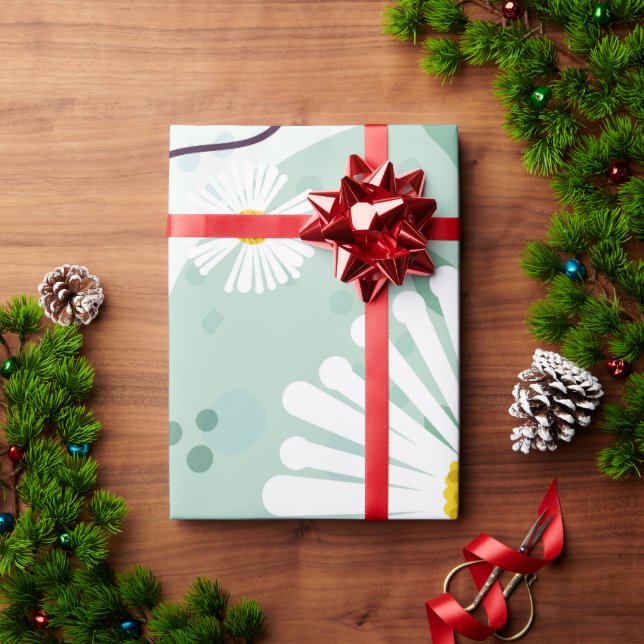 Modern Abstract Botanical Seaside Daisy Wrapping Paper (Holiday Gift)