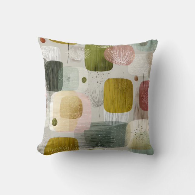 Modern Abstract Botanical Throw Pillow – Earthy Pa (Front)