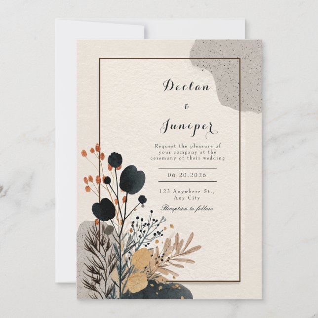Modern Abstract Botanical Wedding  Invitation (Front)