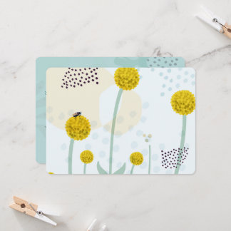 Modern Abstract Botanical Yellow Billy Button Invitation