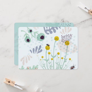 Modern Abstract Botanical Yellow Billy Button Invitation