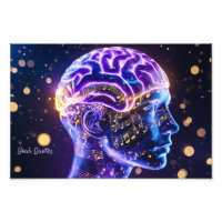 Modern Abstract Brain Art with Musical Notes