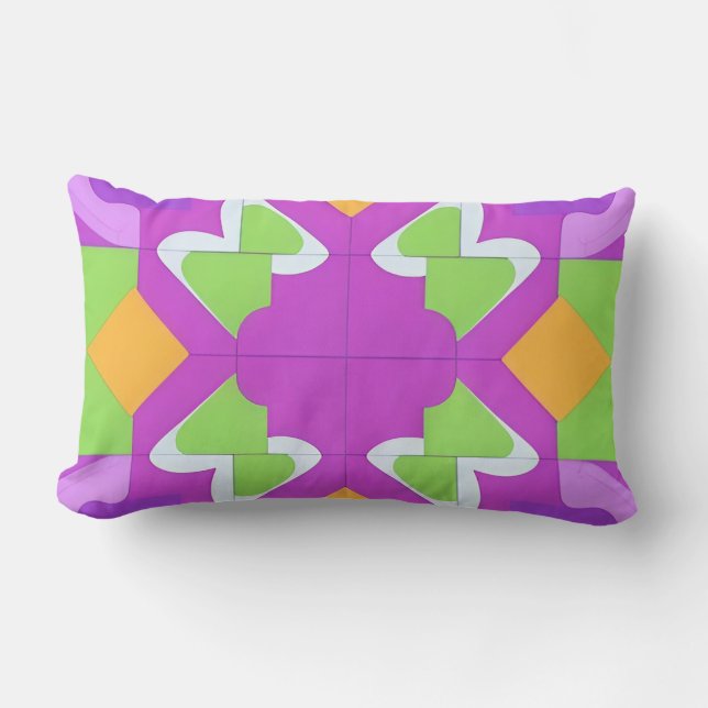Modern Abstract Bright Boho Home Decor Accent Lumbar Cushion (Front)