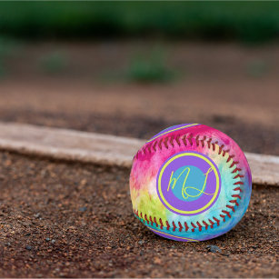 Modern Abstract Bright Colourful Fun Artsy Monogra Softball