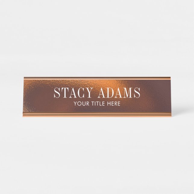 Modern Abstract Bronze Foliage  Desk Name Plate (Front)