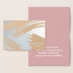 Modern Abstract Brush Birthday Real Foil Card