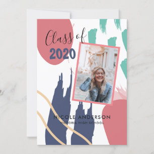 Modern Abstract Brush Stroke Graduation Invitation