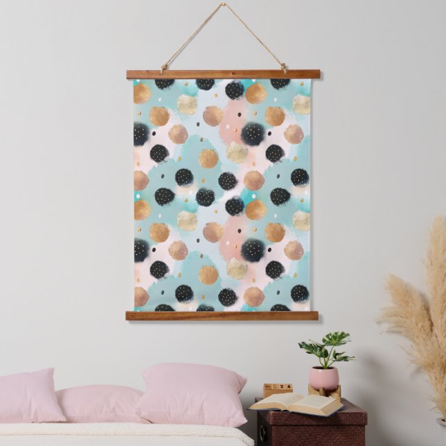 Modern Abstract Brushstroke & Polka Dot Pattern Hanging Tapestry (Bedroom)