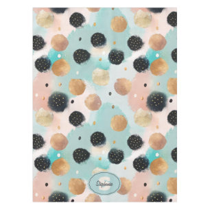 Modern Abstract Brushstroke & Polka Dot Pattern Tablecloth