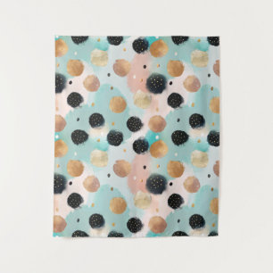 Modern Abstract Brushstroke & Polka Dot Pattern Tapestry