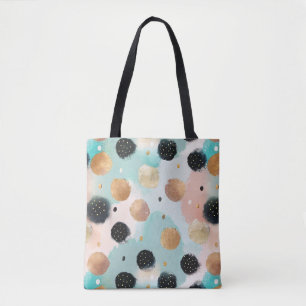 Modern Abstract Brushstroke & Polka Dot Pattern Tote Bag