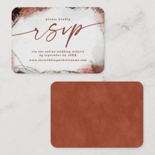Modern Abstract Burnt Orange Wedding Website RSVP Enclosure Card