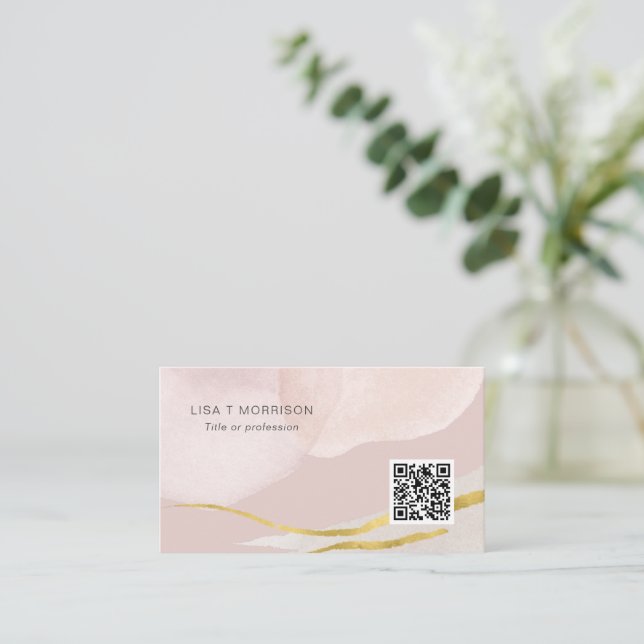 Modern abstract business card with QR code & logo (Standing Front)
