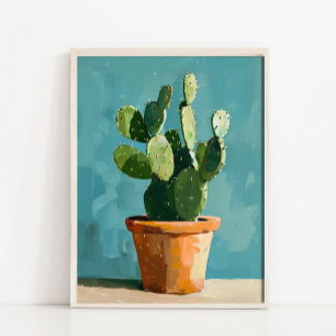 Modern Abstract Cactus Painting, Cactus Still Life Poster