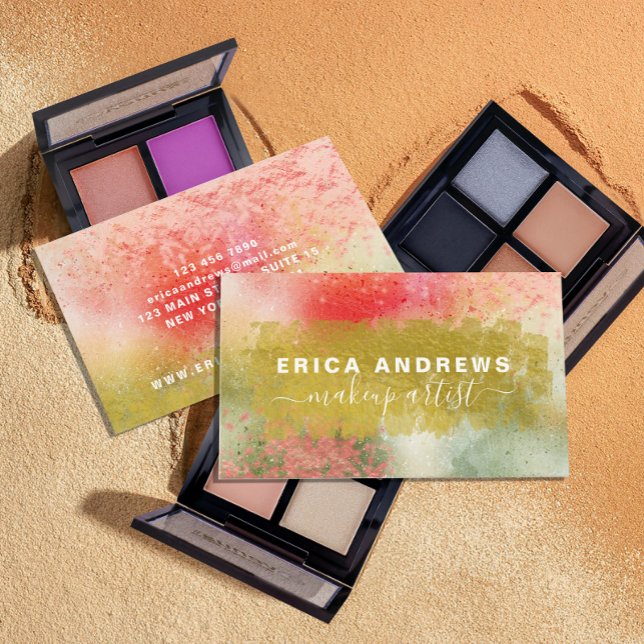 Modern Abstract Calligraphy Script Makeup Artist Business Card (Creator Uploaded)