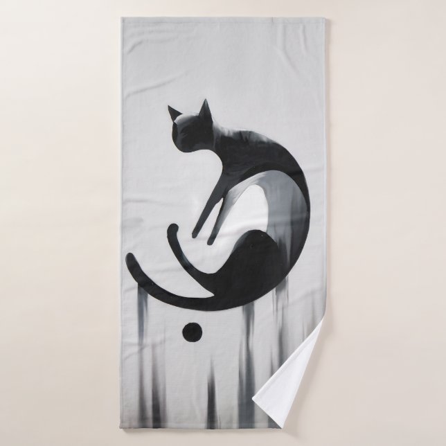 Modern Abstract Cat – Minimalist Design Art Bath Towel (Bath Towel)