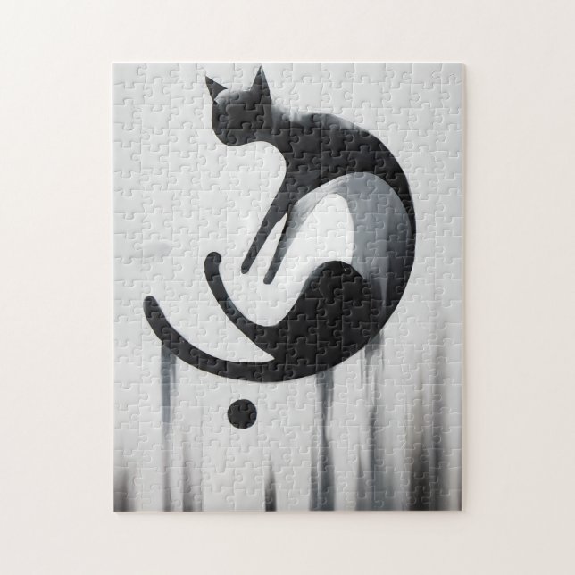 Modern Abstract Cat – Minimalist Design Art Jigsaw Puzzle (Vertical)