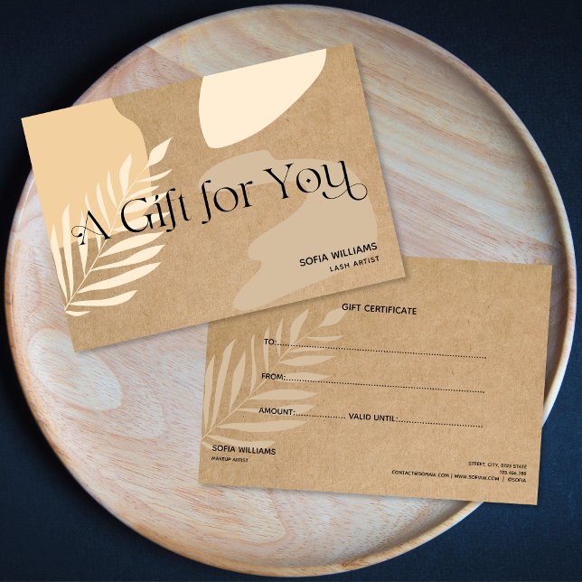 Modern abstract Certificate Gift Card (abstract kraft paper gift certificate)