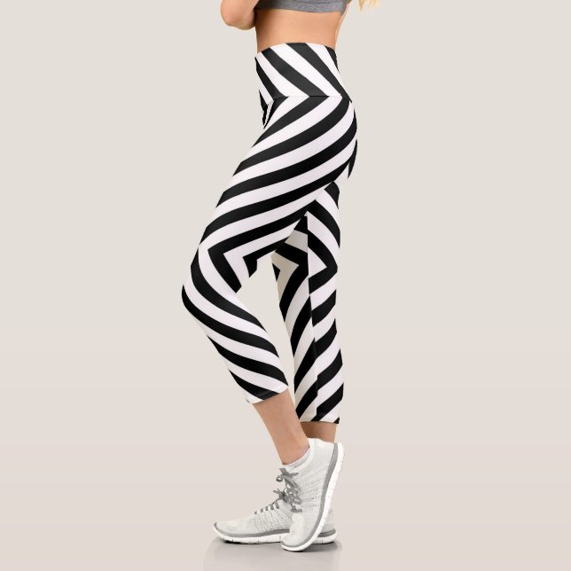 Modern Abstract Chevron Pattern Capri Leggings (Left)