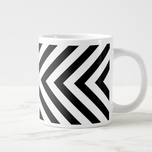 Modern Abstract Chevron Pattern Large Coffee Mug (Right)