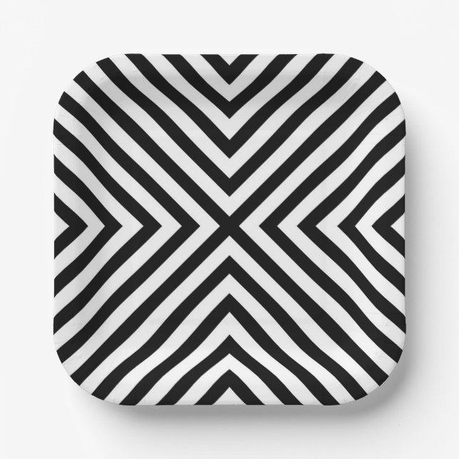 Modern Abstract Chevron Pattern Paper Plate (Front)