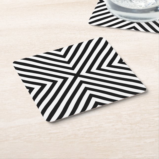 Modern Abstract Chevron Pattern Square Paper Coaster (Angled)