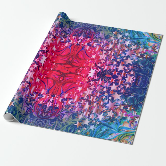 Modern Abstract | CHRISTMAS STARS | Purple Wrapping Paper (Unrolled)