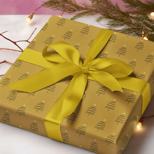 Modern Abstract Christmas Tree Gold Holiday Gift Wrapping Paper