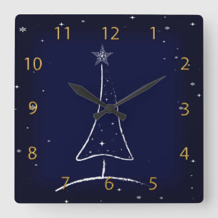 Modern Abstract Christmas Tree Square Wall Clock