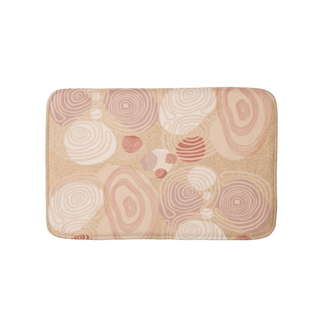 Modern Abstract Circles Mauve and Beige Bath Mat (Front)