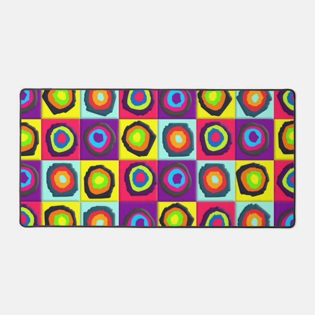Modern Abstract Circles Pattern Desk Mat (Front)