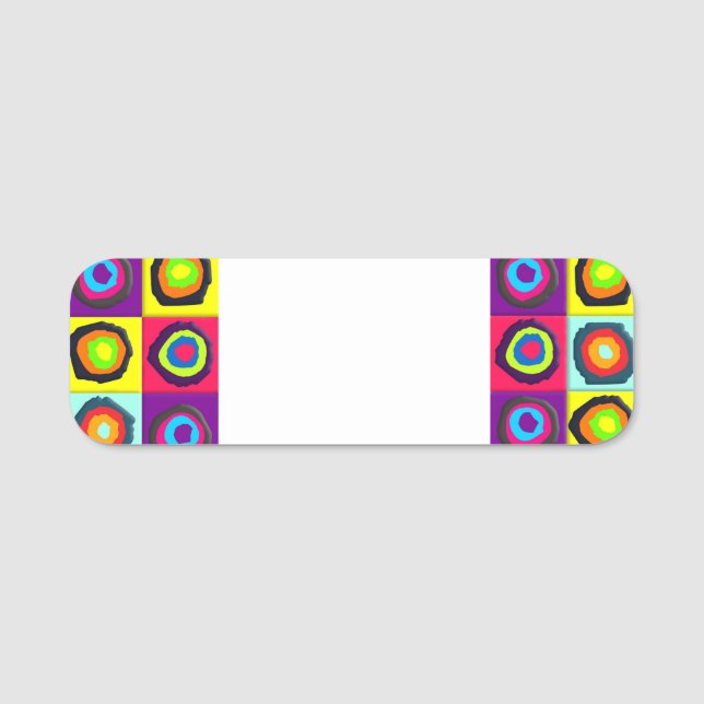 Modern Abstract Circles Pattern Name Tag (Front)